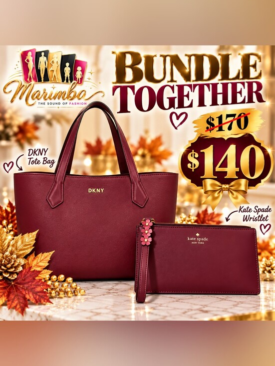 kate spade Handbags - DKNY Burgundy Tote and Matching Wristlet Set